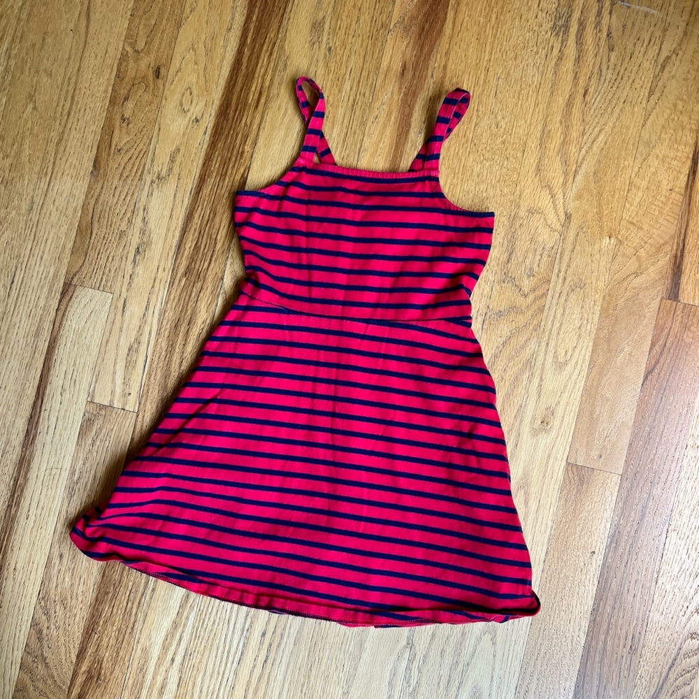 Girls Size 6 Gymboree Red and Navy Blue Striped Dress